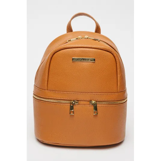 Antonia Moretti, Rucsac de piele cu barete detasabile, Caramel