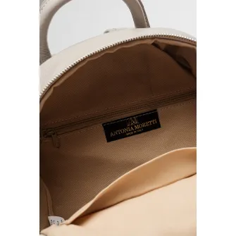 Antonia Moretti, Rucsac de piele cu buzunare multiple, Grej