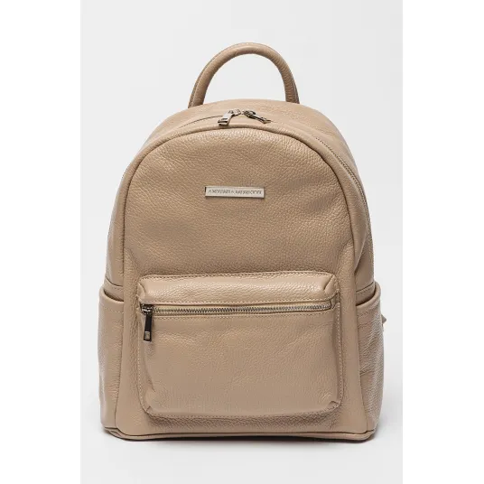 Antonia Moretti, Rucsac de piele cu buzunare multiple, Maro taupe deschis