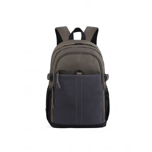 Aoking, Rucsac unisex cu compartiment pentru sticla de apa, Gri, Verde inchis