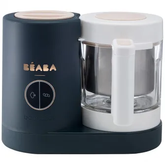 Устройство 4в1 для приготовления детского питания Beaba Babycook Neo Night Blue, чаша из нержавеющей стали 1000 мл, стеклянная чаша 1250 мл, без BPA, синий/белый