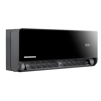 Aparat de aer conditionat Heinner BlackPearl 12000 BTU Wi-Fi, Clasa A+++/A++, functie Super Ionizare, Breeze away, Active clean, panou negru oglinda, HAC-BP12WIFI-BK
