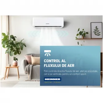 Aparat de aer conditionat Heinner Pearl 12000 BTU Wi-Fi, Clasa A+++/A+++, AI Smart, functie Follow/Avoid you, HAC-HS12EYEWIFI+++, alb