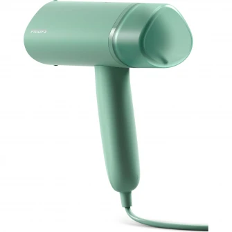 Aparat de calcat vertical cu aburi Philips Seria 3000 STH3010/70, 1000 W, 20 g/min, compact si pliabil, rezervor detasabil 100 ml, husa, Turcoaz