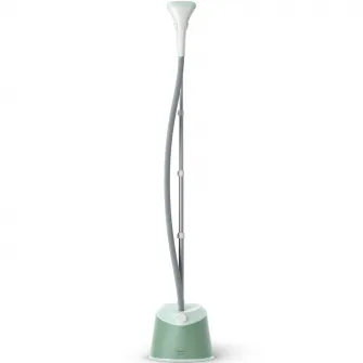 Aparat de calcat vertical cu picior Philips STE1010/70, picior ajustabil pe inaltime, putere 1600W (240V), 2 setari pentru abur, debit abur 35g/min, manusa, capacitate rezervor 1.8L, verde
