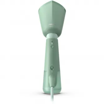 Aparat de calcat vertical portabil Philips STH5010/70 Seria 5000, 1300W, debit de abur 24 g/min, rezervor de apa 120 ml, cap reglabil pentru calcare verticala si orizontala, saculet depozitare, verde