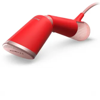 Aparat de calcat vertical portabil Philips STH5020/40 Seria 5000, 1300W, debit de abur 24 g/min, rezervor de apa 120 ml, talpa metalica, cap reglabil pentru calcare verticala si orizontala, saculet dezozitare/ manusa (2in1), culoare: corai