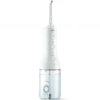 Aparat de curatare interdentara Philips Sonicare Power Flosser HX3826/31, tehnologie QuadStream, 2 capete de curatare, 2 moduri de curatare, 3 niveluri de intensitate, husa, Alb