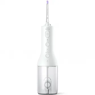 Aparat de curatare interdentara Philips Sonicare Power Flosser HX3826/31, tehnologie QuadStream, 2 capete de curatare, 2 moduri de curatare, 3 niveluri de intensitate, husa, Alb