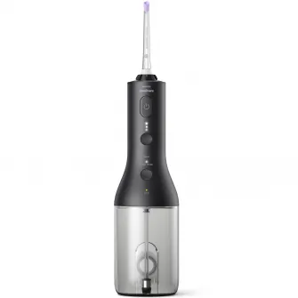 Aparat de curatare interdentara Philips Sonicare Power Flosser HX3826/33, tehnologie QuadStream, 2 capete de curatare, 2 moduri de curatare, 3 niveluri de intensitate, husa, Negru