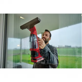 Aparat de curatat geamuri pe acumulator Einhell BRILLIANTO Power X-Change, 18 V, duza de aspirare 28 cm, rezervor apa murdara 100 ml, include sticla de pulverizare + laveta din microfibra, fara acumulator si incarcator in setul de livrare