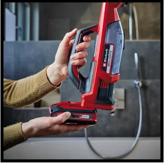 Aparat de curatat geamuri pe acumulator Einhell BRILLIANTO Power X-Change, 18 V, duza de aspirare 28 cm, rezervor apa murdara 100 ml, include sticla de pulverizare + laveta din microfibra, fara acumulator si incarcator in setul de livrare