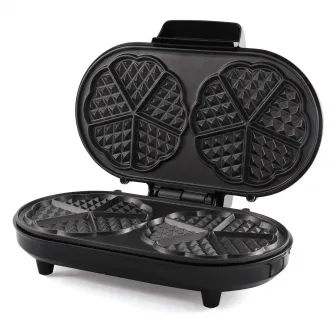 Aparat de facut gofre Heinner Copper Crown HWF-1000CR, 1000W, buton reglare temperatura, placi cu invelis antiaderent, plite gofre: 13.97 cm, Negru/aramiu