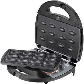 Aparat de facut nuci Heinner Dessert Supreme HNM-750BKS, 750W, capacitate 12 bucati, placi detasabile cu Г®nvelis neaderent, indicator luminos, manere termoizolate, Negru