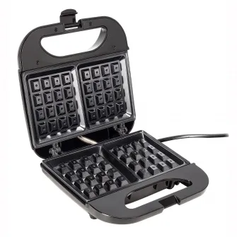 Aparat de facut vafe Daewoo DWM20X, 800 W, placi neaderente, termostat, clapeta de blocare, Inox