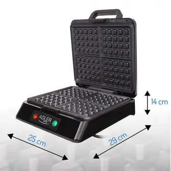 Aparat de facut Waffle Adler AD3036, 1300W, Argintiu