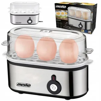 Aparat de fiert oua Mesko MS 4485, 3 oua, 350W, Argintiu