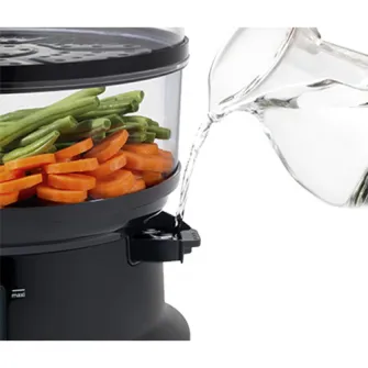 Aparat de gatit cu aburi Tefal VC1401, 900W, Timer, oprire automata, depozitare compacta, grile detasabile, Negru