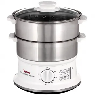 Aparat de gatit cu aburi Tefal VC145130, 6 l, Compatibil cu masina de spalat vase, Nivel de apa vizibil, Alb