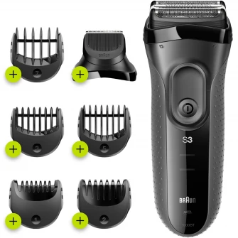 Aparat de ras electric Braun Series 3 3000BT ProSkin Wet&Dry, MicroComb, cap de tuns, 5 piepteni, Saculet de calatorie, Negru