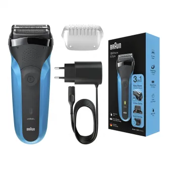 Электробритва Braun Series 3 310BT ProSkin Wet&Dry, MicroComb, триммерная головка, 5 гребней, черный/синий