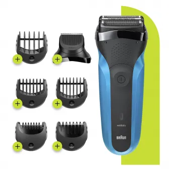 Электробритва Braun Series 3 310BT ProSkin Wet&Dry, MicroComb, триммерная головка, 5 гребней, черный/синий