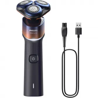 Aparat de ras PHILIPS Seria 5000 X5012/00, barbierit umed/uscat, tehnologie SkinProtect, capete flexibile 360, 50 de min, lame ComfortCut, Crom/Portocaliu