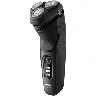 Aparat de ras Philips Shaver Seria 3000 S3244/12, barbierit umed şi uscat, fara fir, capete 5D pivotante si flexibile, lame autoascutire, 60 min, sistem de barbierire anticoroziune, capac de protectie, Negru