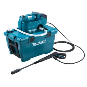 Aparat de spalat cu presiune pe acumulator Makita DHW080ZK,2 X 18 V,presiune maxima 80 bar,debit max. 380 l/h,rezervor 50 l,motor fara perii,absorbtie max. 1 m,furtun 5 m,fara incarcator si acumulator in setul de livrare