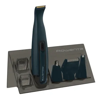 Aparat de tuns barba ROWENTA Nomad TN3651F0, lame invelis titan, rezistent la apa, accesoriu pentru ras, baza de depozitare, albastru