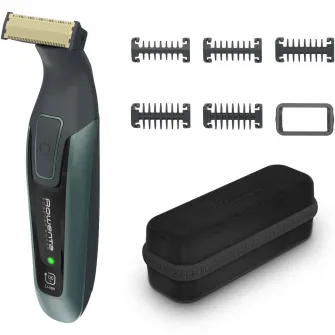 Aparat de tuns, conturat si ras Rowenta Forever Sharp Comfort TN6044E0, 5 piepteni detasabili, autonomie 120 min, incarcare rapida, wet & dry, husa inclusa, negru