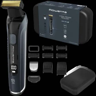 Aparat de tuns, conturat si ras Rowenta Forever Sharp Ultimate TN6204E0, autonomie 120 min, 18 setari, accesoriu ras barba si parul corporal, wet & dry, negru