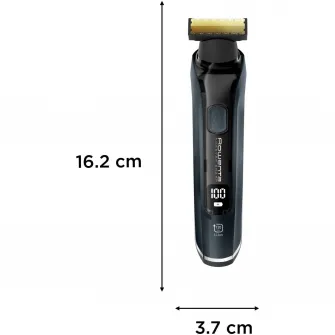 Aparat de tuns, conturat si ras Rowenta Forever Sharp Ultimate TN6204E0, autonomie 120 min, 18 setari, accesoriu ras barba si parul corporal, wet & dry, negru