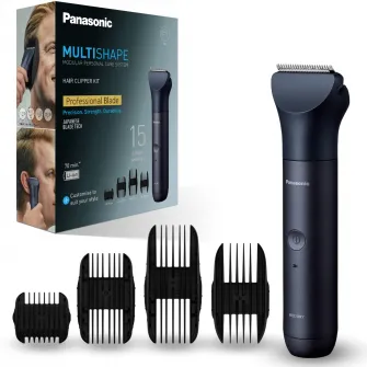 Aparat de tuns cu lame profesionale Panasonic MultiShape ER-CKL3-A301, 4 piepteni cu 15 setari de lungime, autonomie 70 min, quick charge 1H, acumulator Li-Ion, lavabil, husa transport, negru