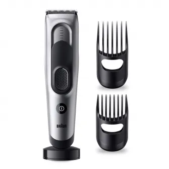 Aparat de tuns electric Braun Series 7 HC7390, Memory Safety Lock, 17 setari de lungime, 2 piepteni, Suport de incarcare, autonomie 50 minute, Negru/Argintiu