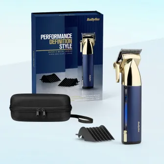 Aparat de tuns parul Super-X Metal BaByliss E992E , 12 Accesorii, 3 ore, 1,5-25mm , 10 pozitii, Otel Japonez,Husa, Auriu-Albastru Marin