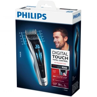 Aparat de tuns Philips HC9450/15, Baterie Li-ion, 0.5-42 mm, 400 trepte, Lame din titan, Negru/Argintiu