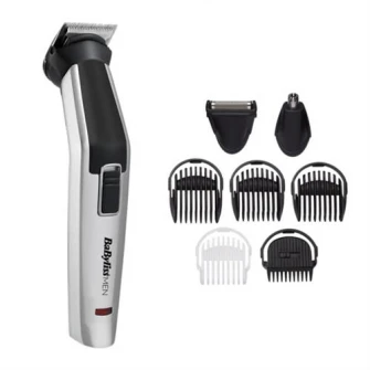 Машинка для стрижки волос и бритва BaByliss MT726E, Многофункциональный триммер Titanium 8in1, 8 аксессуаров, Серебряный