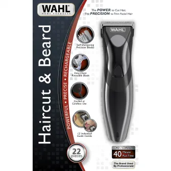 Wahl Clipper 09639-816 Аккумулятор для стрижки и бороды Стальные лезвия Самозатачивающиеся Моющиеся Серые