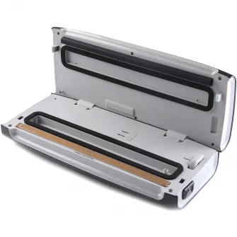 Aparat de vidat si sigilat Heinner HAV-140WH, vidare uscata/ umeda, functie marinare, sistem racire banda sigilare, furtun pentru caserole, mini-cutter incorporat, comptaibil cu pungi latime 30 cm, capacitate vidare: 7-8 l/ min, 0.6 bar, 140W, alb