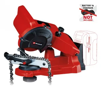 Aparat/dispozitiv pe acumulator pentru ascutit lant motofierastrau/fierastrau Einhell GE-CS 18 Li Solo, 6500 RPM, disc 108x23x3.2 mm, fara acumulator/incarcator in pachet