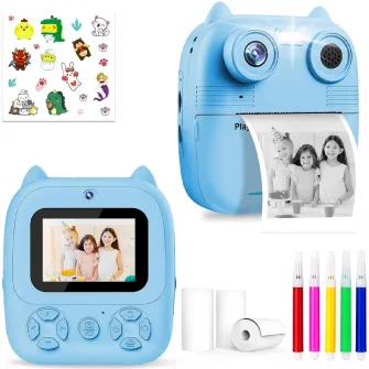 Aparat foto 2 in 1, cu functie printare, albastru