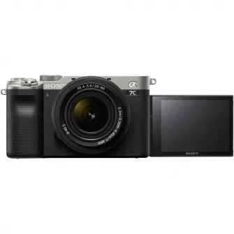 Aparat foto mirrorless Sony Alpha A7C, 24.2MP, Full-Frame, 4K + Obiectiv Sony FE28-60mm F4-5.6, Argintiu