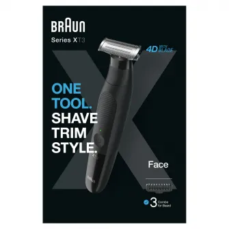 Гибридная бритва и триммер для бороды Braun Series X XT3100 Wet&Dry, гребни 3, черный
