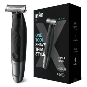 Aparat hibrid de barbierit si tuns barba Braun Series X XT5100 WetDry, 4 piepteni, 1 cap pentru ingrijire corporala, Negru