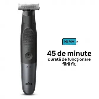Aparat hibrid de barbierit si tuns barba Braun Series X XT5300 WetDry, Lama 4D, 6 piepteni, 1 capac de protectie, autonomie 45 minute, Husa ,Suport de incarcare, Negru