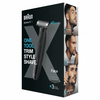 Aparat hibrid de barbierit si tuns pentru barbati Braun Series X XT3100 Wet&Dry, lama 4D, 3 piepteni, 1 capac, husa, Negru