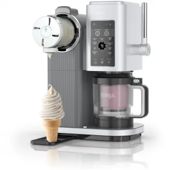 Aparat inghetata la cornet Ninja CREAMi Swirl NC701EU, 13-in-1, maneta 3 viteze pentru cornete, 13 programe, 6 moduri clasice Creami pentru milkshake, gelato si sorbet, 2 boluri 480 ml, Gri