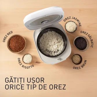 Aparat multifunctional pentru gatit orez si gatit cu abur Panasonic SR-DA152WXE, 4l, tehnologie fyzzy logic, 4 programe automate, oala cu invelis ceramic antiaderent fara PFAS/BPA, timer si mentinere cald 24h, 770W, alb