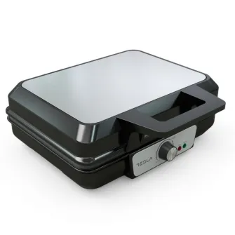 Aparat pentru preparat vafe Tesla WM200BX, 1000W, placi antiaderente, 140°/220°, negru/ inox